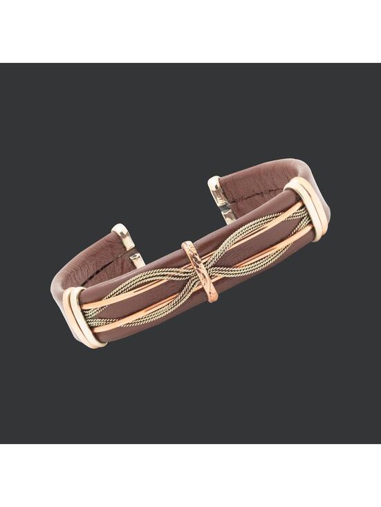 Jewelry - Men's Unique Leather Bracelet, Brown Leather